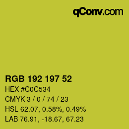 カラーコード: RGB 192 197 52 | qconv.com