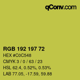 Color code: RGB 192 197 72 | qconv.com