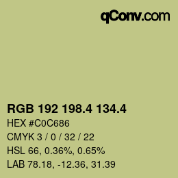 カラーコード: RGB 192 198.4 134.4 | qconv.com