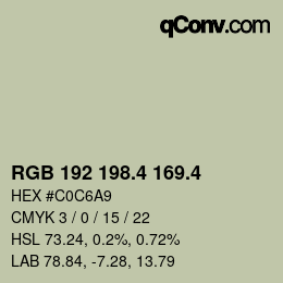 カラーコード: RGB 192 198.4 169.4 | qconv.com