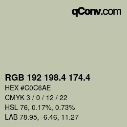 カラーコード: RGB 192 198.4 174.4 | qconv.com