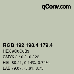 カラーコード: RGB 192 198.4 179.4 | qconv.com