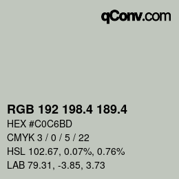カラーコード: RGB 192 198.4 189.4 | qconv.com