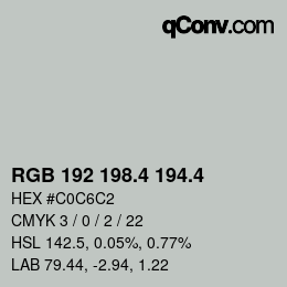 カラーコード: RGB 192 198.4 194.4 | qconv.com