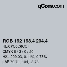 カラーコード: RGB 192 198.4 204.4 | qconv.com