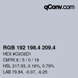 カラーコード: RGB 192 198.4 209.4 | qconv.com