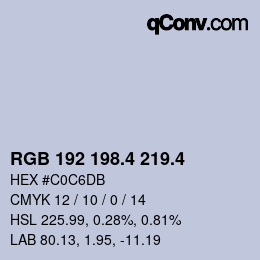 カラーコード: RGB 192 198.4 219.4 | qconv.com