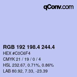 カラーコード: RGB 192 198.4 244.4 | qconv.com