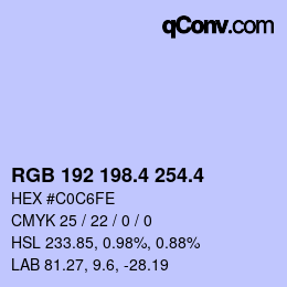 カラーコード: RGB 192 198.4 254.4 | qconv.com