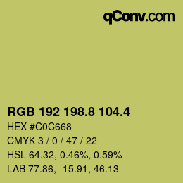 カラーコード: RGB 192 198.8 104.4 | qconv.com