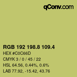 カラーコード: RGB 192 198.8 109.4 | qconv.com