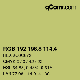 カラーコード: RGB 192 198.8 114.4 | qconv.com
