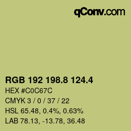 カラーコード: RGB 192 198.8 124.4 | qconv.com