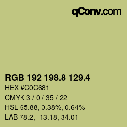 カラーコード: RGB 192 198.8 129.4 | qconv.com