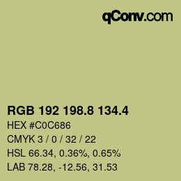 カラーコード: RGB 192 198.8 134.4 | qconv.com