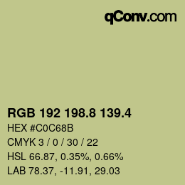 カラーコード: RGB 192 198.8 139.4 | qconv.com