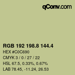 カラーコード: RGB 192 198.8 144.4 | qconv.com