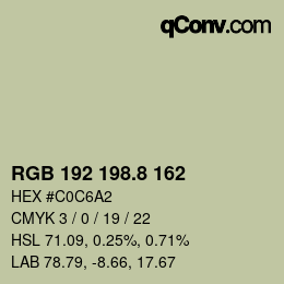 カラーコード: RGB 192 198.8 162 | qconv.com