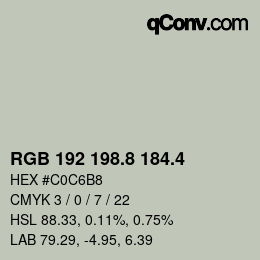 カラーコード: RGB 192 198.8 184.4 | qconv.com