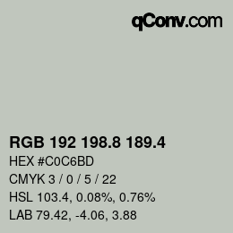 カラーコード: RGB 192 198.8 189.4 | qconv.com