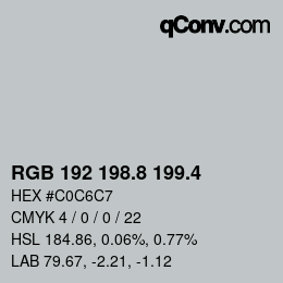 カラーコード: RGB 192 198.8 199.4 | qconv.com