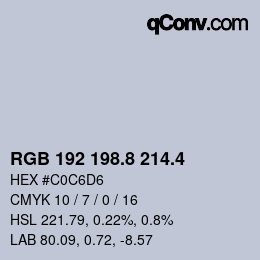 カラーコード: RGB 192 198.8 214.4 | qconv.com