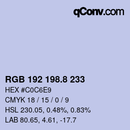 カラーコード: RGB 192 198.8 233 | qconv.com