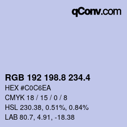 カラーコード: RGB 192 198.8 234.4 | qconv.com