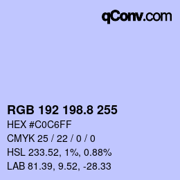 Color code: RGB 192 198.8 255 | qconv.com