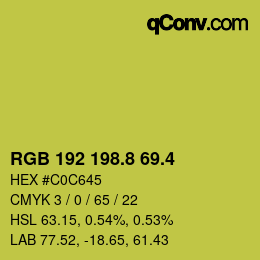 カラーコード: RGB 192 198.8 69.4 | qconv.com