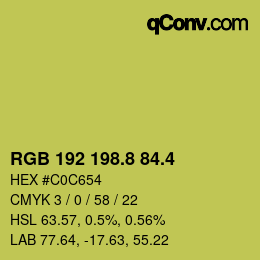 カラーコード: RGB 192 198.8 84.4 | qconv.com