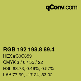 カラーコード: RGB 192 198.8 89.4 | qconv.com