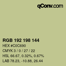 颜色代码: RGB 192 198 144 | qconv.com
