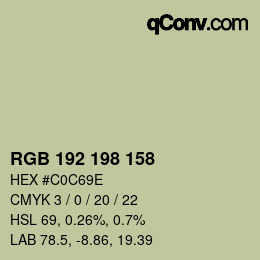 Color code: RGB 192 198 158 | qconv.com