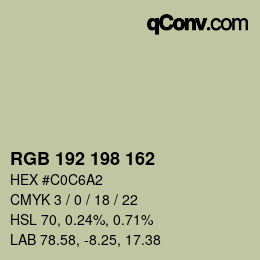 Color code: RGB 192 198 162 | qconv.com