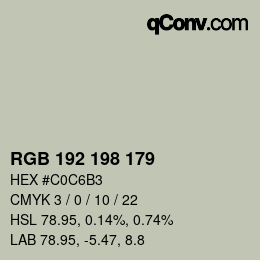 Color code: RGB 192 198 179 | qconv.com