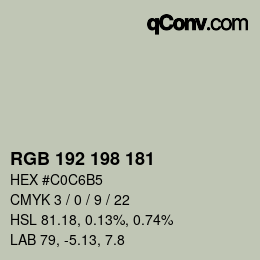 Color code: RGB 192 198 181 | qconv.com