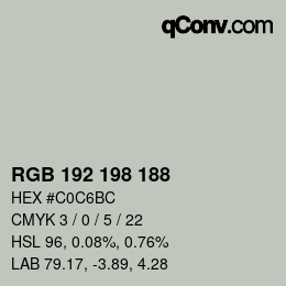 Color code: RGB 192 198 188 | qconv.com