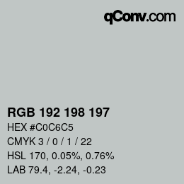 Color code: RGB 192 198 197 | qconv.com