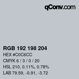 Color code: RGB 192 198 204 | qconv.com