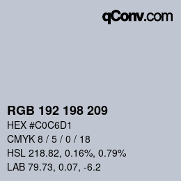 Color code: RGB 192 198 209 | qconv.com