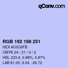 カラーコード: RGB 192 198 251 | qconv.com