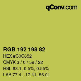 Color code: RGB 192 198 82 | qconv.com