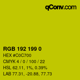 Color code: RGB 192 199 0 | qconv.com