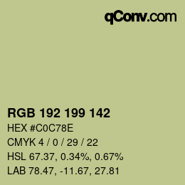 Color code: RGB 192 199 142 | qconv.com