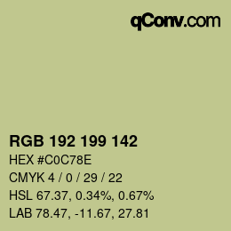 カラーコード: RGB 192 199 142 | qconv.com