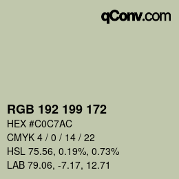 Color code: RGB 192 199 172 | qconv.com