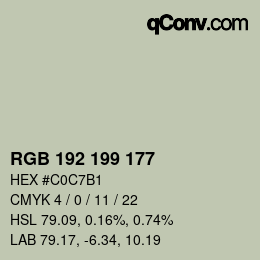 Color code: RGB 192 199 177 | qconv.com