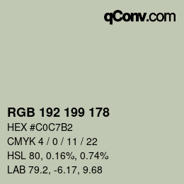 Color code: RGB 192 199 178 | qconv.com