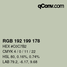 颜色代码: RGB 192 199 178 | qconv.com